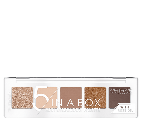 Catrice Lidschattenpalette 5 In A Box Mini Eyeshadow Palette Golden Nude Look 010, Катрис Мини палетка высокопигментированных теней для век, Золотой нюдовый 010, 4г