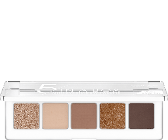 Catrice Lidschattenpalette 5 In A Box Mini Eyeshadow Palette Golden Nude Look 010, Катрис Мини палетка высокопигментированных теней для век, Золотой нюдовый 010, 4г