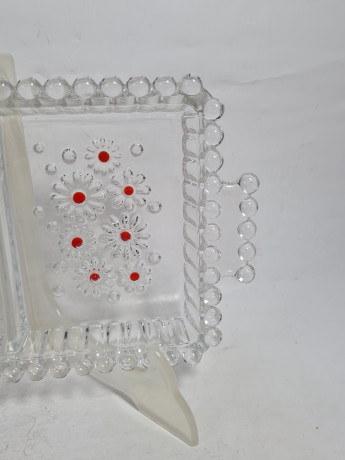 Поднос винтажный Walther Glas с ручками, стекло, 25.5 х 15 см, Германия, 1970-80гг.