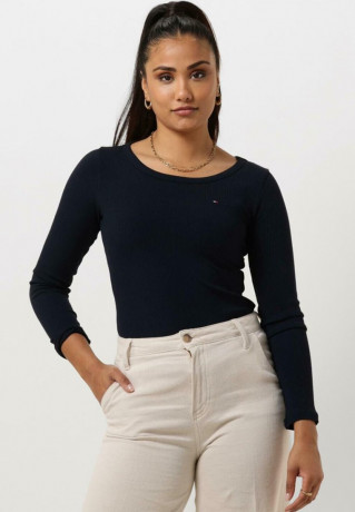 Tommy Hilfiger SLIM 5 2 O NK LS Long sleeved top donkerblauw SLIM 5 2 O NK LS Топ с длинными рукавами гром синий белый