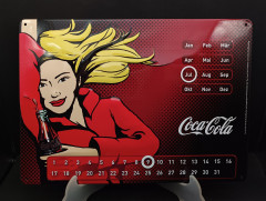 Календарь настенный винтажный Coca Cola, яркий декор в стиле поп-арт, металл, 29.5 21 см, Германия, 1990-2000 гг.
