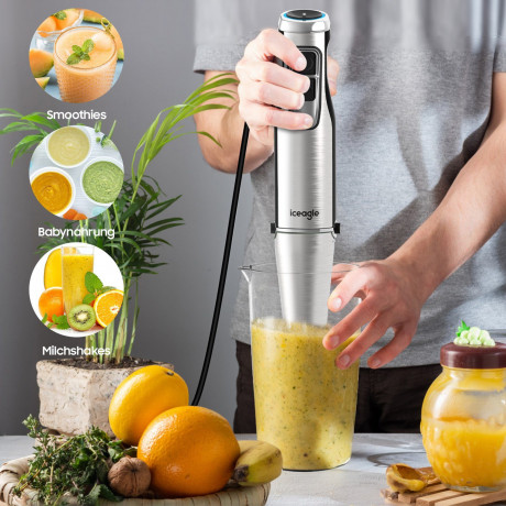 Aoucheni Aoucheni Stabmixer Purierstab Set Elektrischer 4 in 1 Mixer, 1000,00 W, inklusive Zerkleinerer, Messbecher, Milchaufschaumer und Schneebesen  Ручной блендер Aoucheni, набор стержней для очистки, электрический миксер 4 в 1, 1000,00 Вт, включая изм