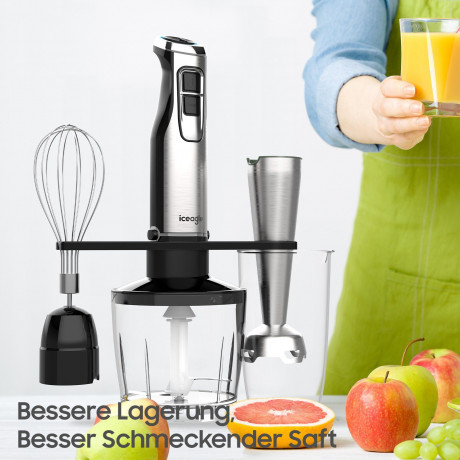 Aoucheni Aoucheni Stabmixer Purierstab Set Elektrischer 4 in 1 Mixer, 1000,00 W, inklusive Zerkleinerer, Messbecher, Milchaufschaumer und Schneebesen  Ручной блендер Aoucheni, набор стержней для очистки, электрический миксер 4 в 1, 1000,00 Вт, включая изм