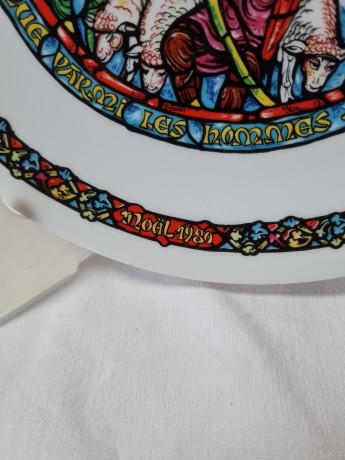 DE LIMOGES Коллекционная номерная тарелка №CD463 из серии "Весть о великой радости" Noёl Vitral (Ноэль Витраль) с сертификатом, 21,5см, Франция, 1977г