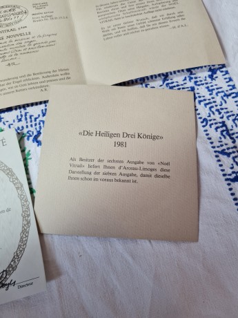 DE LIMOGES Коллекционная номерная тарелка №CD463 из серии "Весть о великой радости" Noёl Vitral (Ноэль Витраль) с сертификатом, 21,5см, Франция, 1977г