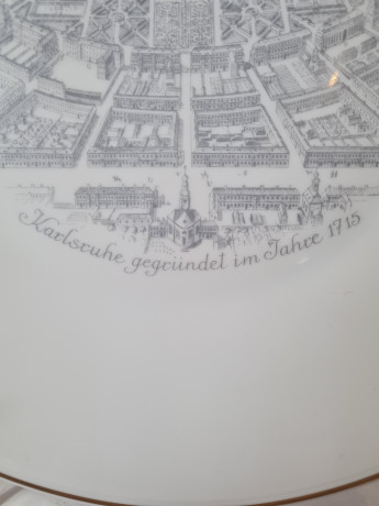 Rosenthal Декоративная фарфоровая тарелка "В память о спортивном клубе Карлсруэ", 27 x 3 см, Германия, 1960-70гг.