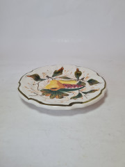 Тарелка декоративная винтажная Keramik Wandteller, белая керамика с ярким рисунком фруктов, ручная работа, 15 x 2 см, Германия, 1960-70гг.