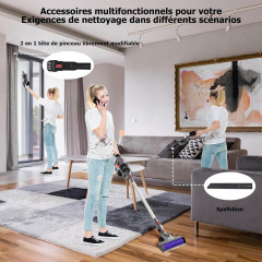 AMCK AMCK Akku-Hand-und Stielstaubsauger, 300,00 W, Beutellos, Leichter Kabelloser Staubsauger mit Wandhalterung, Abnehmbarer Akku  Беспроводной ручной пылесос AMCK, 300,00 Вт, без мешка, легкий беспроводной пылесос с настенным креплением, съемный аккумул