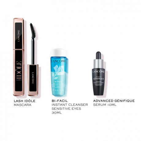 Lancome Lash Idole Set Подарочный набор Тушь для ресниц Lash Idole 8 мл + Bi-Facil 30 мл + Сыворотка Advanced Genifique 10 мл
