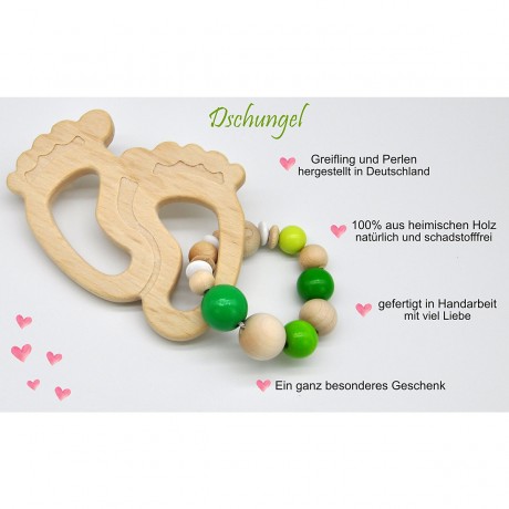 glucksWunder Holz Greifling Beissring Babyfusschen mit Geschenkverpackung Деревянное кольцо для прорезывания зубов детские ножки с подарочной коробкой