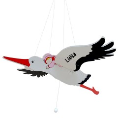 goki Schwingtier Storch rosa mit Name personalisiert Качающийся аист