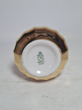 Подсвечник винтажный Wundsiedel Bavaria в золотом, фарфор, 10 х 8 см, Германия, 1970-80гг.