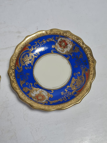 Блюдце винтажное Meito Porzellan, кобальт / золото, 2 шт., фарфор, 9 см, Италия, 1970-80гг.