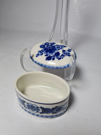 Шкатулка винтажная Delft Blue Holland, фарфор, ручная роспись, 3,5 x 7 x 5 см, Голландия, 1960-70гг.