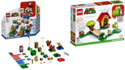 LEGO Super Mario 2er Set: 71360 Abenteuer mit Mario - Starterset + 71367 Marios Haus und Yoshi - Erweiterungsset Super Mario Set of 2: 71360 Adventures with Mario — Starter Set + 71367 Mario's House and Yoshi — Expansion Set