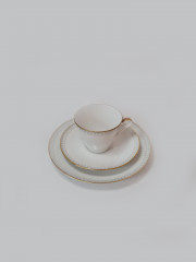 Winterling Kirchenlamitz Bavaria Чайное трио фарфоровое с серым геометрическим рисунком и позолоченным ободком, Германия, 1960-70гг.