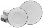 Creatable Creatable Tafelservice 12-tlg. LUNA BLACK LINE Weiss Сборный обеденный сервиз 12 шт. ЛУНА ЧЕРНАЯ ЛИНИЯ