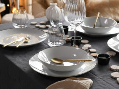 Creatable Creatable Tafelservice 12-tlg. LUNA BLACK LINE Weiss Сборный обеденный сервиз 12 шт. ЛУНА ЧЕРНАЯ ЛИНИЯ