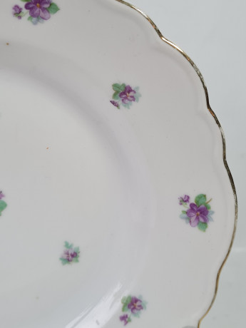 Чайное трио винтажное Meissen с фиолетовыми цветочками, фарфор, Германия, 1960-70гг.