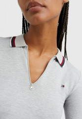 Tommy Hilfiger SLIM GLOBAL ZIP Polo shirt light grey htr SLIM GLOBAL ZIP Рубашка поло светло-серый