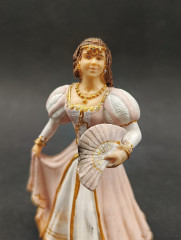 Статуэтка винтажная миниатюрная Schleich "Женщина в розовом платье с веером", фарфор, 9 х 6 см, Китай, 1960-70гг.