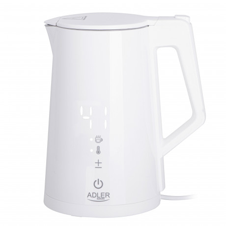 JUNG JUNG Wasserkocher ADLER AD1345W Wasserkocher mit Temperatureinstellung Digital kettle, 1.7 l, 2200 W, LED Touch Display Digital, 2200W, Edelstahl Kocher Cool Touch Kettle  Чайник JUNG Чайник ADLER AD1345W с регулировкой температуры Цифровой чайник, 1