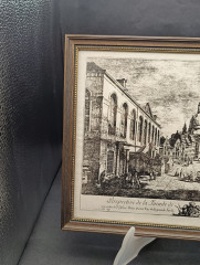 Репродукция гравюры винтажная Dieter Kessel "Перспектива. Фасад Дрезденской галереи", в раме, под стеклом, 30.5 х 22.5 см, Германия, 1960-70гг.