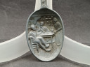Ложка винтажная Jan Steen Pewter, сувенирная, с объемным декором, фигурками на ручке, олово, 17.5 см, Голландия, 1950-60гг.