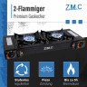 ZMC ZMC Gaskocher PREMIUM 2 Flammig Campingkocher Outdoor Gaskocher + 8x Gaskartuschen, (Doppel Kartuschenkocher Gasherd Kochfeld mit Piezozundung Warmeleistung: 2,0KW), Butan Gas 227g Gaskocher Outdoor Camping Gas Kocher Herd Butangas  Газовая плита ZMC 