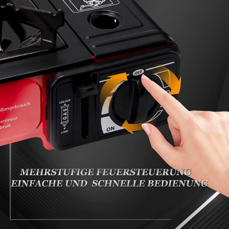 HOMELUX HOMELUX Gaskocher Campingkocher Grillplatte mit Piezozundung + 4 x Gaskartuschen, (Grillplatte Tischgrill Transportkoffer Gasbrenner Gasgrill, 5-St., Campingkocher Outdoor Camping Gas Kocher Herd)  Газовая плита HOMELUX Кемпинговая плита-гриль с п