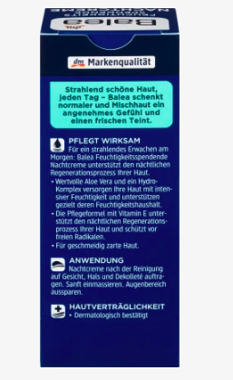 Balea (Балеа) Feuchtigkeitsspendende Nachtcreme Увлажняющий Ночной крем для лица	, 50 мл