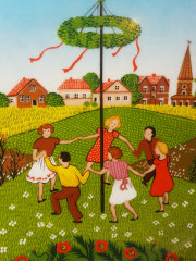 Furstenberg Декоративная номерная тарелка №3260 из коллекции четыре сезона "Лето", 24 x 2,5 см, Германия, 1960-70гг.