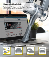 Genius Genius Akku-Stielstaubsauger INVICTUS X8 Akku Hand Staubsauger Set 12-tlg. Akkusauger, beutellos HEPA Filter, Kabellos 35 Min. Laufzeit LED Spot-Licht  Беспроводной ручной пылесос Genius INVICTUS X8, набор из 12 предметов. Беспроводной пылесос, HEP