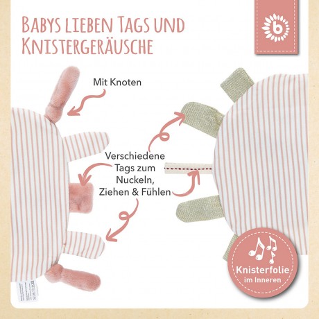bieco Schmusetuch Baby mit Knistereffek Schnuffeltuch 36cm Greifspielzeug Knistertuch Schnuffeltucher Тканевое одеяло для младенцев с потрескивающим эффектом 36 см захватывающая игрушка одеяло из потрескивающей ткани