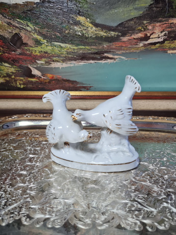 Фигурка винтажная Thuringen "Токающие глухари", фарфор, 12 см, Германия, 1970-80гг.