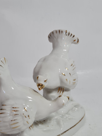 Фигурка винтажная Thuringen "Токающие глухари", фарфор, 12 см, Германия, 1970-80гг.