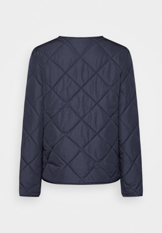Tommy Hilfiger COLLARLESS QUILTED SHORT JACKET Light jacket desert sky КОРОТКАЯ СТЕГАНАЯ КУРТКА БЕЗ ВОРОТНИКА Легкая куртка небо пустыни
