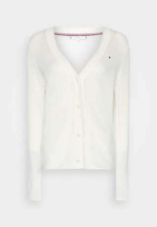 Tommy Hilfiger SOFT V-NECK CARDIGAN Cardigan ecru МЯГКИЙ КАРДИГАН С V-ОБРАЗНЫМ ВЫРЕЗОМ Кардиган экрю
