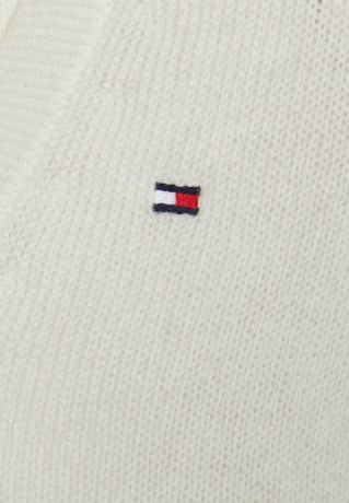 Tommy Hilfiger SOFT V-NECK CARDIGAN Cardigan ecru МЯГКИЙ КАРДИГАН С V-ОБРАЗНЫМ ВЫРЕЗОМ Кардиган экрю