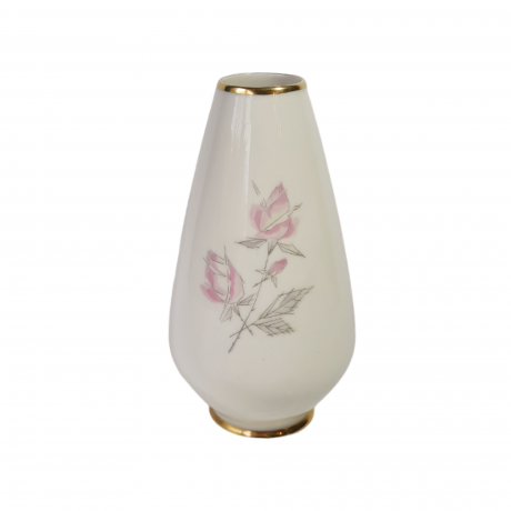Ваза винтажная Alka Bavaria с нежно-розовым цветком, фарфор, средняя, 20.5 см, Германия, 1960-70гг.