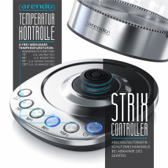 Arendo Arendo Wasserkocher, 1,5 l, 2200 W, Edelstahl Glas mit Basisstation, Temperatureinstellung 70° 100° C Чайник Arendo, 1,5 л, 2200 Вт, стекло нержавеющая сталь, с подставкой, регулировка температуры 70° 100° C