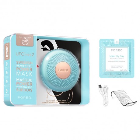 FOREO mini 2 Maskengerat mit Warme- und LED-Lichttherapie Mint Маска mini 2 с терапией теплом и светодиодным светом