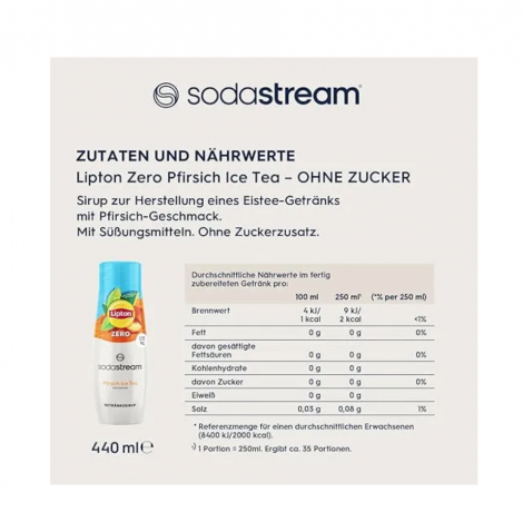 SodaStream Lipton Ice Tea 440ml x 3stk, Набор Сироп для напитков Липтон, без сахара, 3 шт х 440 мл