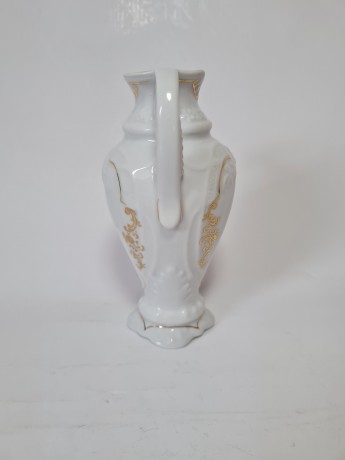 KARLOVARSKY Фарфоровая ваза с ручками "Нежные голубые цветы", 15см, Чехословакия, 1950-60гг.