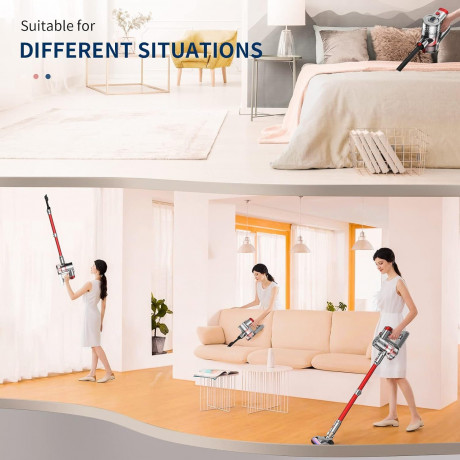 IAB IAB Akku-Hand-und Stielstaubsauger, 300,00 W, Beutellos, 25000PA  300W Starker Saugleistung, 6 in 1 Ultraleiser Vacuum Cleaner  Беспроводной ручной и стержневой пылесос IAB, 300,00 Вт, без мешка, 25000 Па, высокая мощность всасывания 300 Вт, сверхтихи