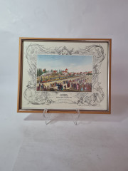 Картина винтажная "Первая железная дорога Германии", Нюрнберг-Фюрт, 7 декабря 1835 г., в деревянной рамке, 31,5 x 26 x 2 см, Германия, 1960-70гг.