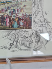 Картина винтажная "Первая железная дорога Германии", Нюрнберг-Фюрт, 7 декабря 1835 г., в деревянной рамке, 31,5 x 26 x 2 см, Германия, 1960-70гг.