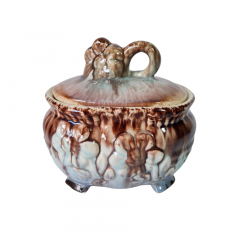 Сахарница винтажная Im Stil S&amp;G Scheurich с крышкой, с цветочным декором, керамика, 11 x 15 см, Германия, 1960-1970гг.