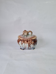 Сахарница винтажная Im Stil S&amp;G Scheurich с крышкой, с цветочным декором, керамика, 11 x 15 см, Германия, 1960-1970гг.