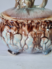 Сахарница винтажная Im Stil S&amp;G Scheurich с крышкой, с цветочным декором, керамика, 11 x 15 см, Германия, 1960-1970гг.